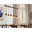 Essel 5 - Light Wood Brass Kitchen Island Pendant