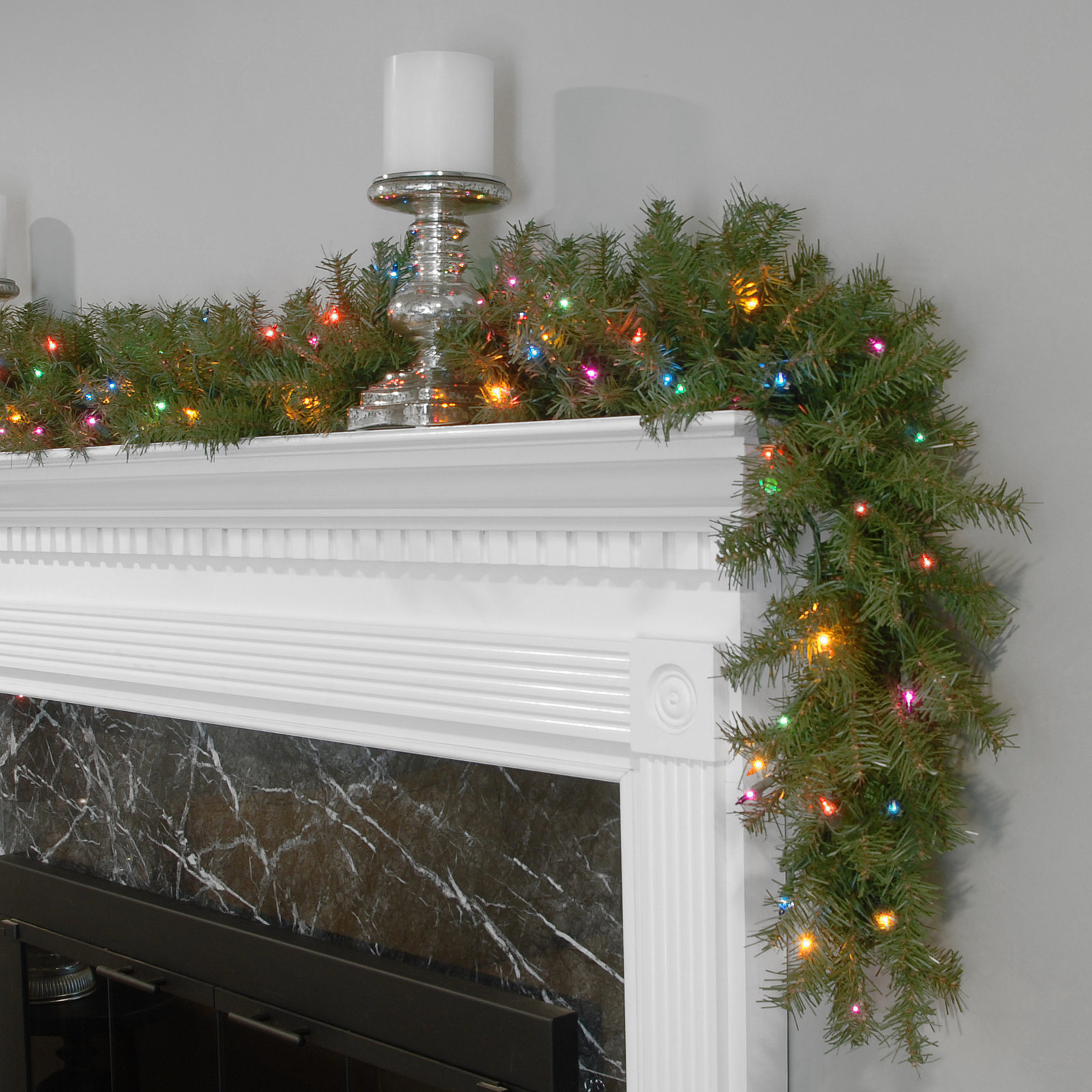 The Holiday Aisle® Norwood Fir Garland with Multicolor LED Lights, 10'