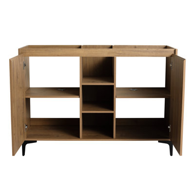 Bathroom Vanity 48 Inch Freestanding, Soft Closing Doors With 45 Inclined Edge Handles, Open Storage Areas, Plywood Material Freestanding Inch, Close Hinges On Doors, Material, Modern Decor