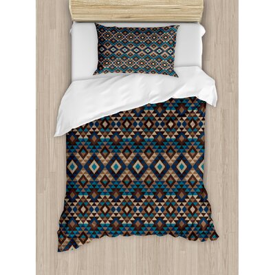 Blue/Yellow Microfiber Rustic 3 Piece Duvet Cover Set -  Ambesonne, nev_10182_twin