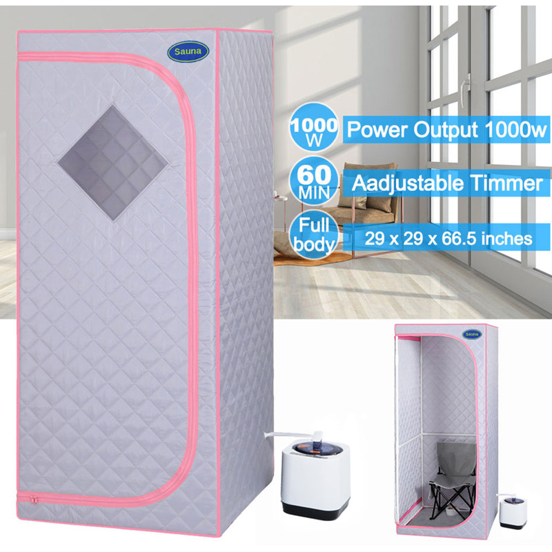 Novobey Portable Traditional Steam Sauna with Remote Control, Grey/Pink