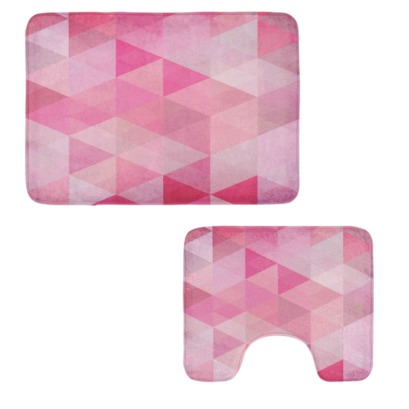  Tapis de salle de bain rose 2 pièces