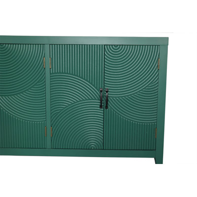 Armoire décorative verte 59 po avec 4 portes, armoire de garde-manger moderne Mid-Century, armoire en bois, armoire média, console, armoire d'entrée, salon, chambre à coucher, salle à manger
