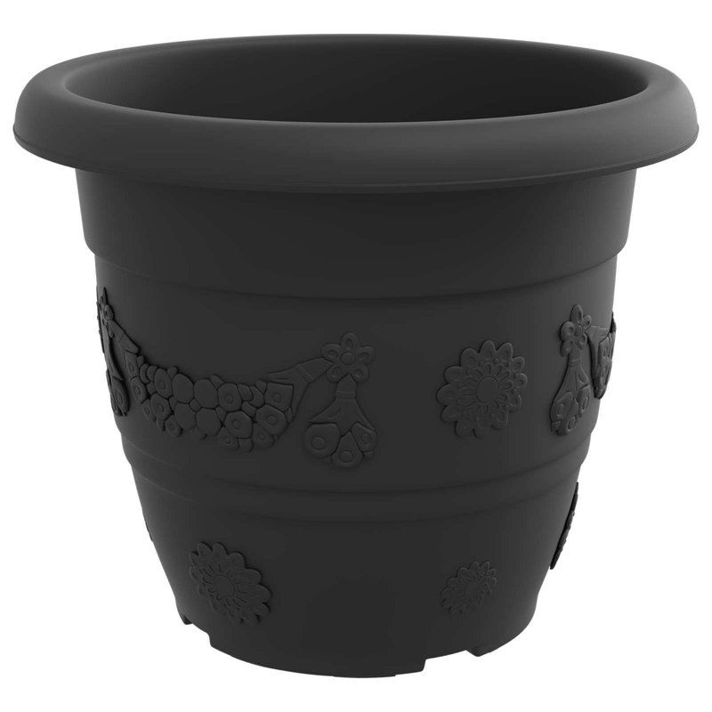 Planter, 28cm H x 34cm W x 34cm D, Black