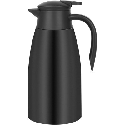 Double-Wall Stainless Steel Thermal Carafe – 12H Hot/24H Cold Insulated Coffee Carafe with Cleaning Brush