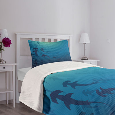 Ambesonne Navy Blue Bedspread Hammerhead -  bed_17282_twin