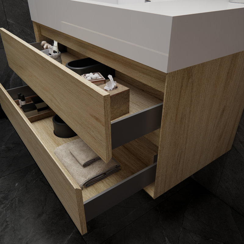 Albizu 42" Wall-Mounted Single Bathroom Vanity, Coffee