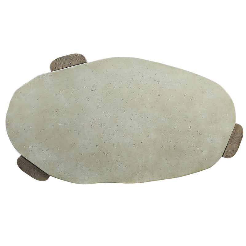 47'' Weathered Gray and Oak Oval Coffee Table