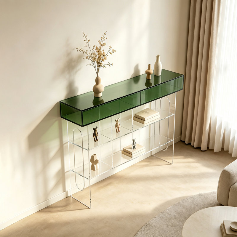 Console multi-couches en acrylique transparent, 27.56" H x 39.37" W x 11.81" D