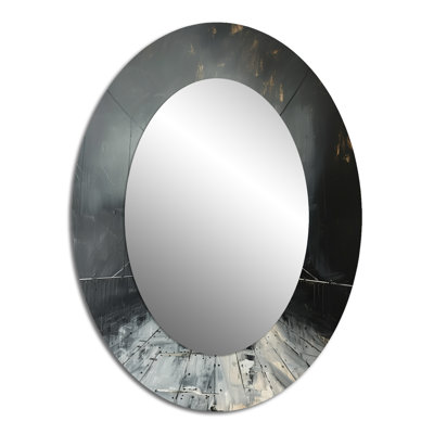 Miroir mural gris et blanc gris hivernal suspendu