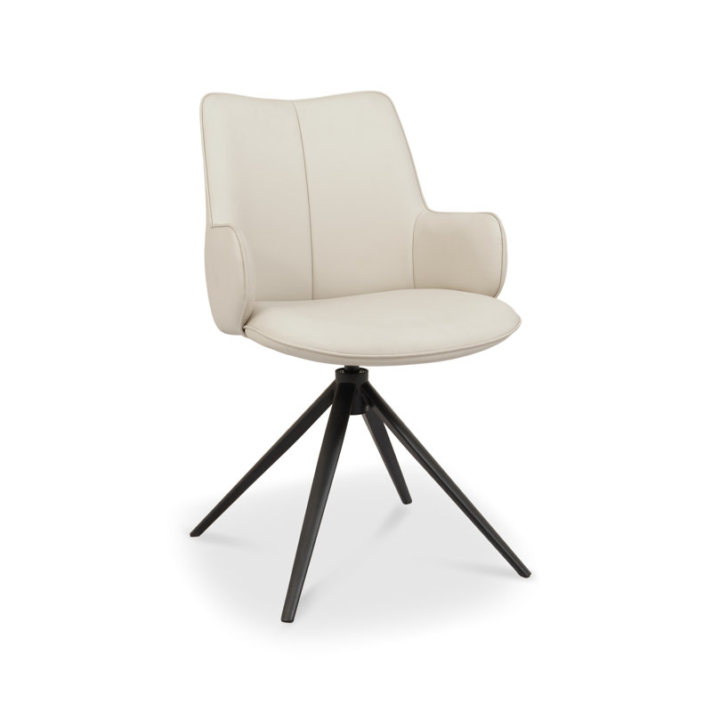 Adina Faux Leather 360° Return Swivel Dining Chair, Ivory