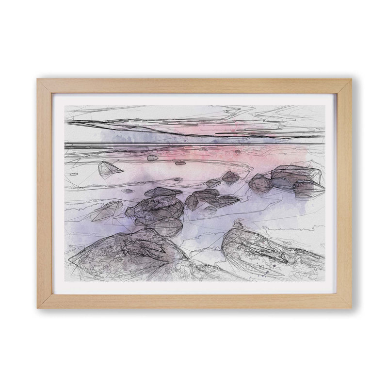 Sunset Over Lake Tahoe - Single Picture Frame Painting, Oak, 24cm H x 33cm W x 2cm D