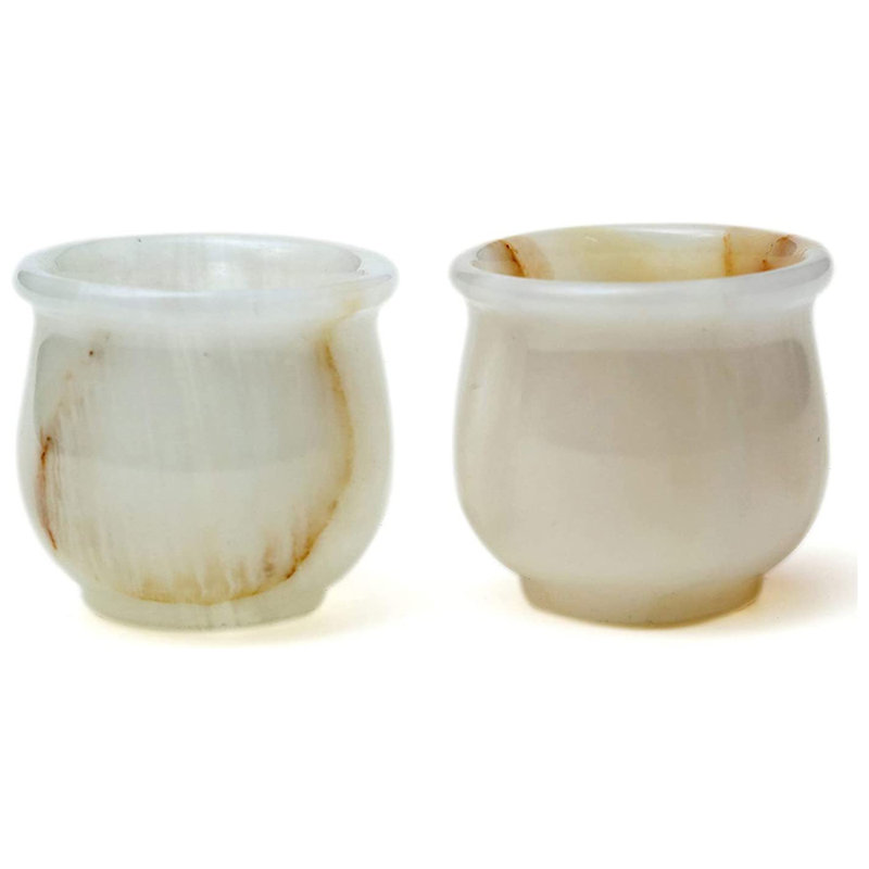 Ensemble de 2 verres à liqueur faits à la main en marbre