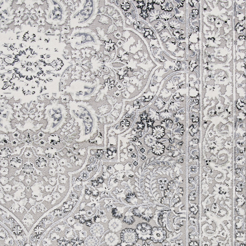 Tapis oriental gris argenté / ivoire, Tapis de couloir 2 pi 7 po x 7 pi 10 po