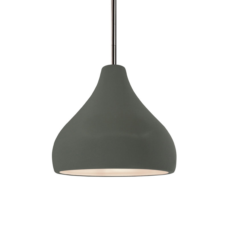 Luminaire suspendu à 1 lumière Meydan, Étain, vert, H 7,25 po x l 8 po x P 8 po, Nickel brossé