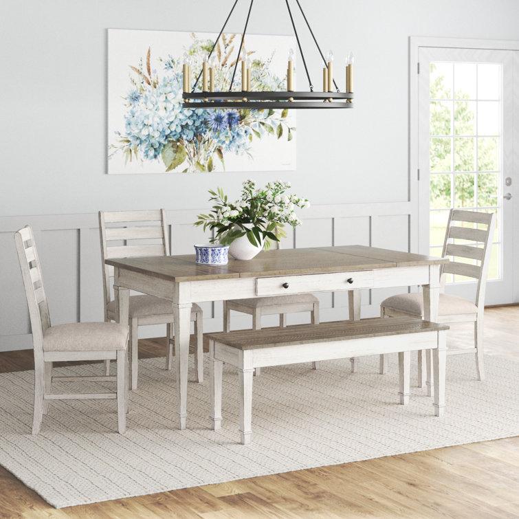 Jeanette Black/Linen Rectangular Dining Set