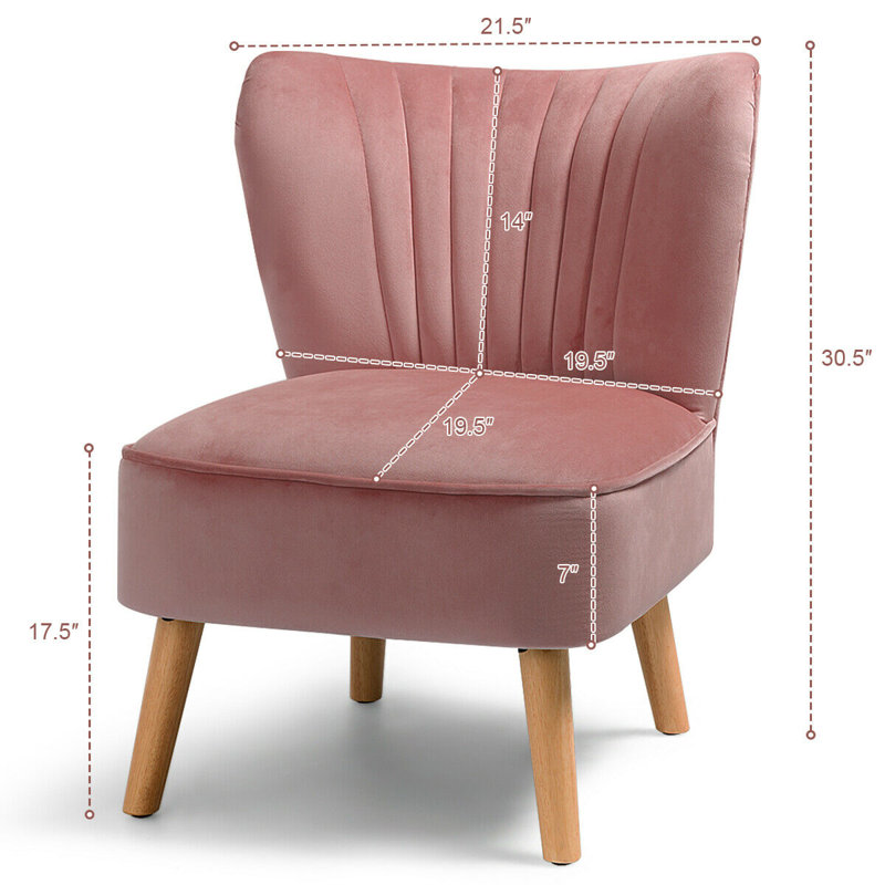 Tocco Velvet Slipper Chair, Pink Velvet