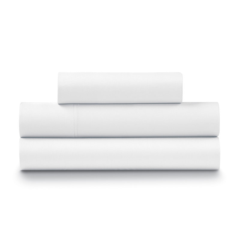  100% Cotton Percale Crisp and Cool Sheet Set (3 PC.), Twin, White