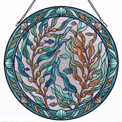 Panneau de vitrail Seaweed Design ， H 12 po