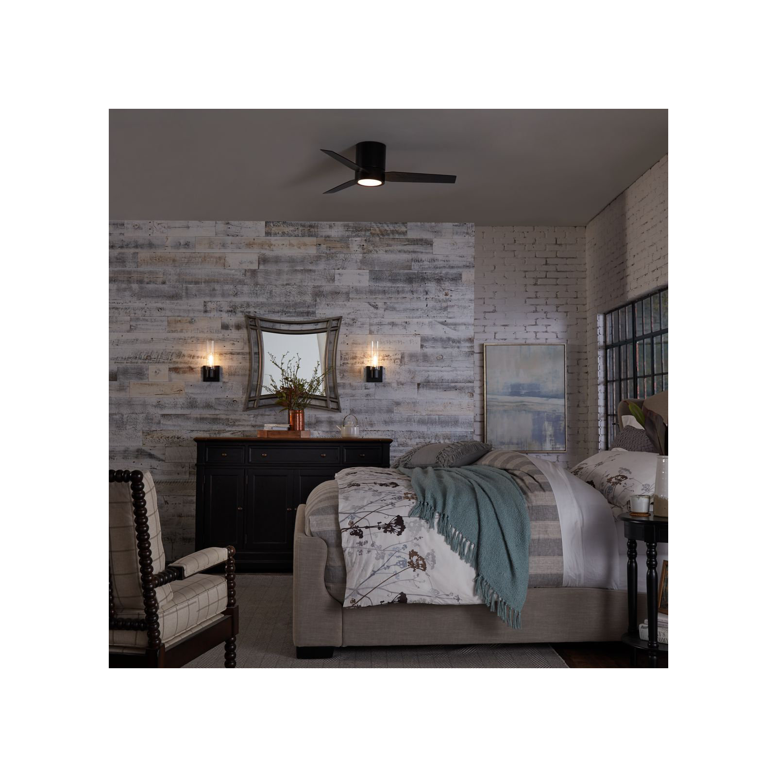 Reyka 44'' 3 Blade Ceiling Fan with LED Light Kit, Black