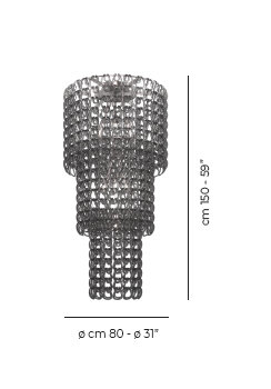 Giogali Ceiling Lamp Ca3 White Glossy Chrome E26 Ul, Glossy Chrome, Crystal Smoky