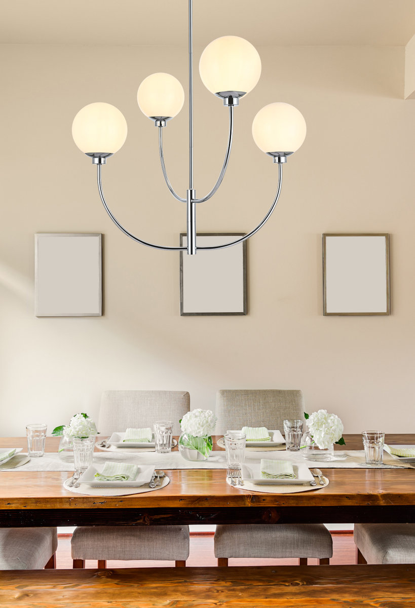 Kyle 4-Light Chandelier, 25" H x 30" W x 30" D, Chrome