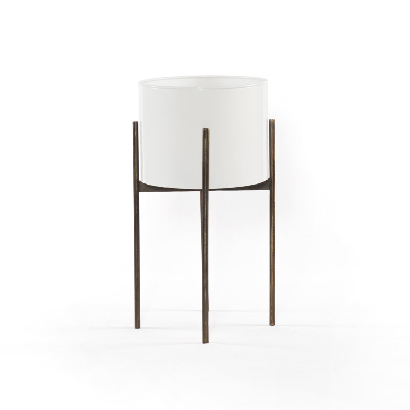 Jed Metal Planter, White High Gloss, 26" H x 15" W x 15" D