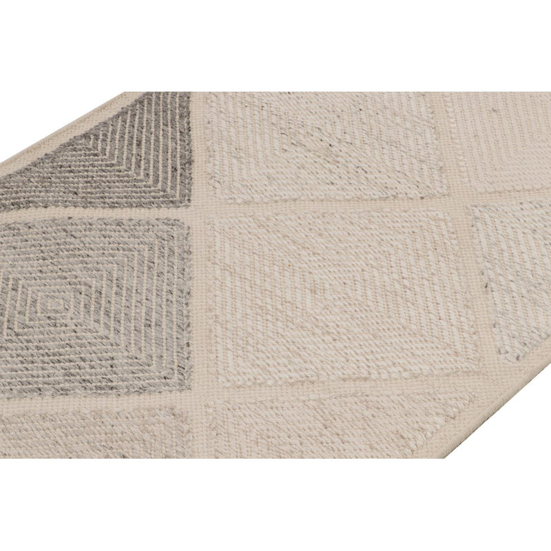Scandinavian Wool Geometric Area Rug, Recatangle 6' x 9'