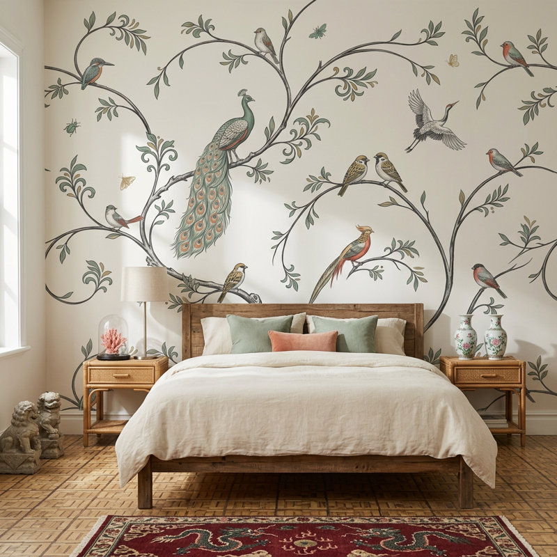Décoration murale botanique amovible rétro, Non tissé, 140 po x 108 po