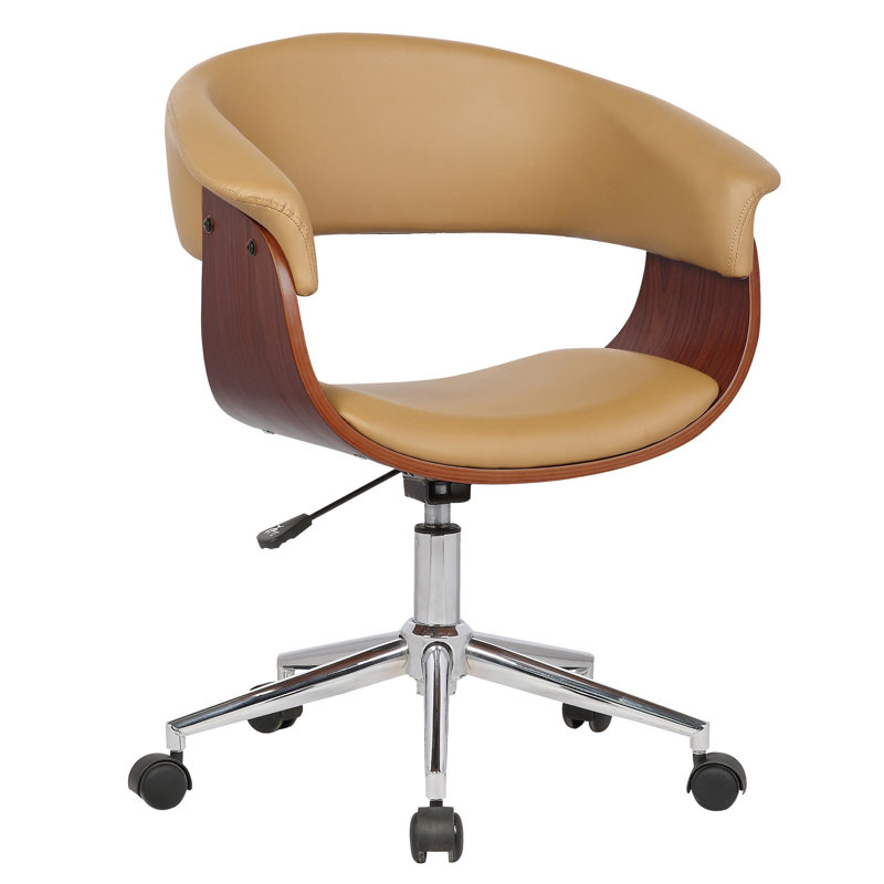 Grumium Faux Leather Mid-Century Office Chair, Camel