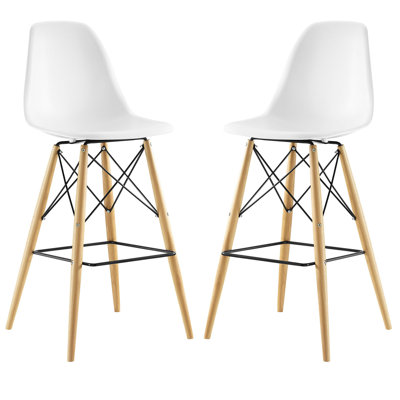 Pyramid ABS Plastic Barstool with Wood Base