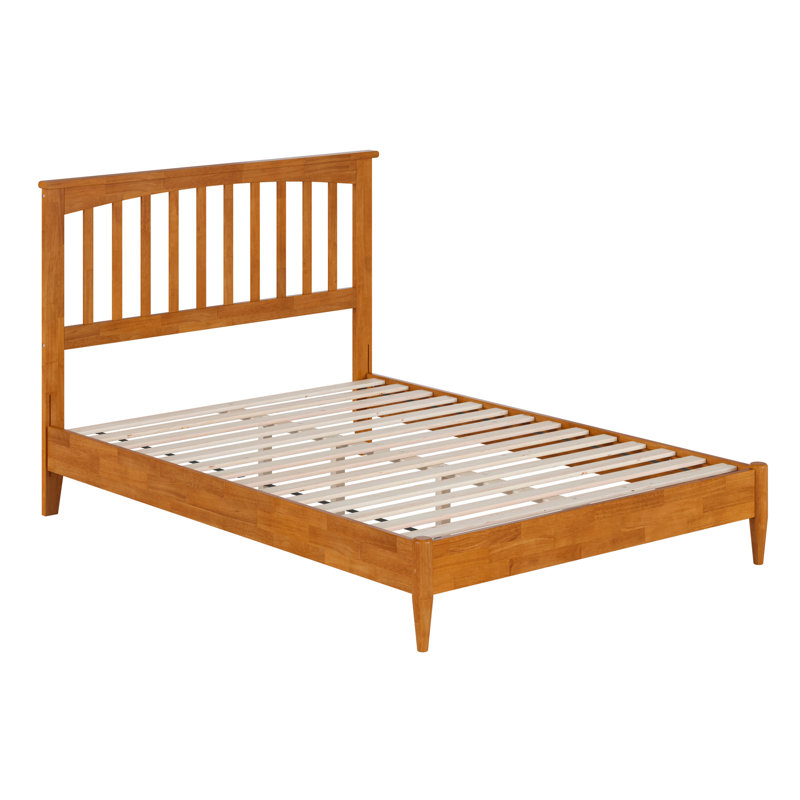 Lit plateforme en bois massif Aritra, Double, Caramel clair
