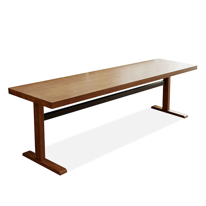 Light walnut Rectangular Solid Wood desk, 29.53" H x 94.49" W x 27.56" D