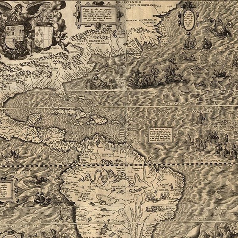 Art mural rétro sans cadre 1598, carte des Amériques, H 24 po x l 20 po x P 0,1 po