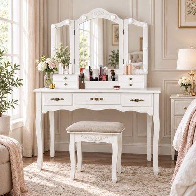 Ensemble coiffeuse et tabouret Mandi