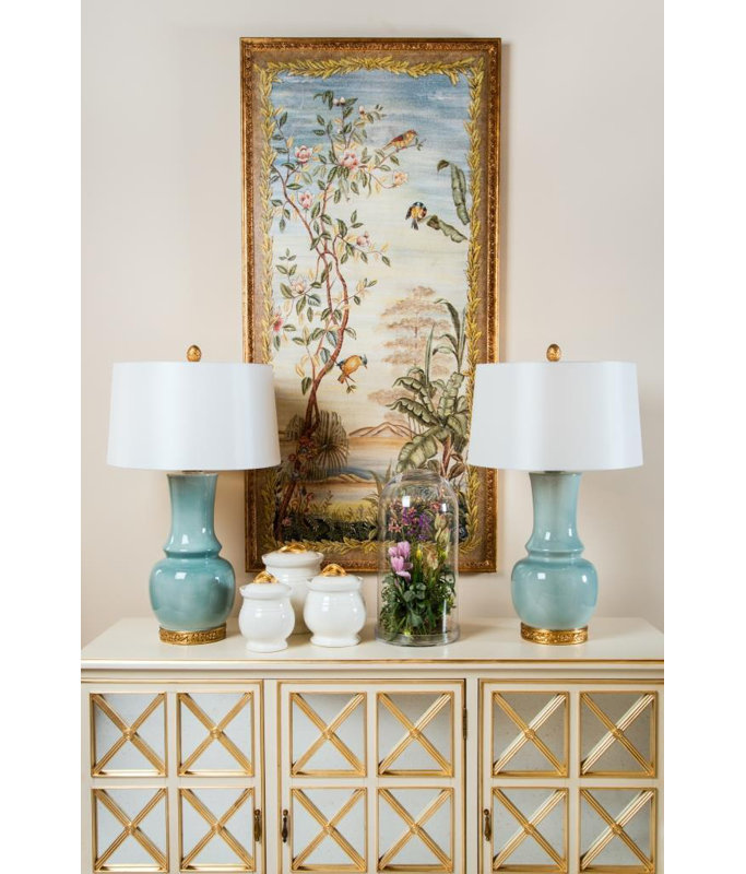 Wyndham Ceramic Table Lamp, Blue/Gold