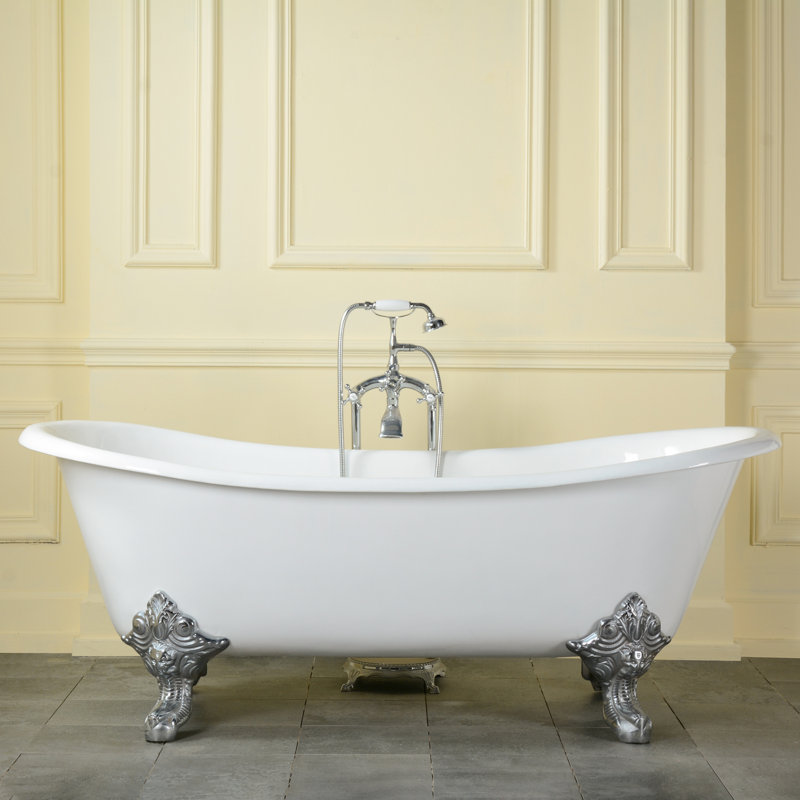 Nelson 72'' x 30.75'' Soaking Cast Iron Bathtub, Polished Nickel