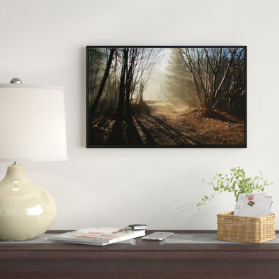 «Dark Path in Fall Foggy Forest», reproduction de photo sur toile tendue encadrée