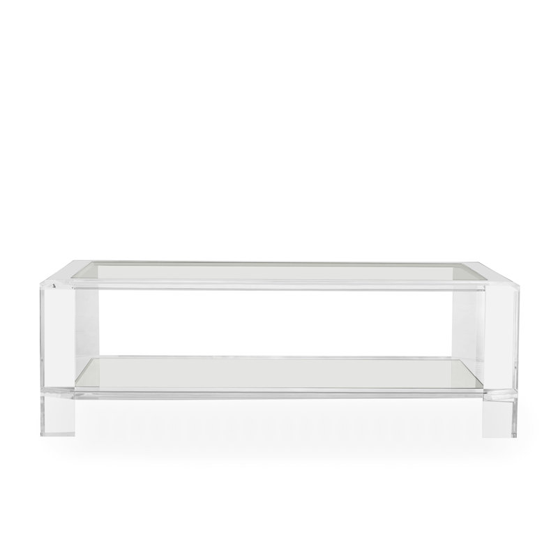 Surrey 52'' Clear Acrylic Rectangular Coffee Table with Storage