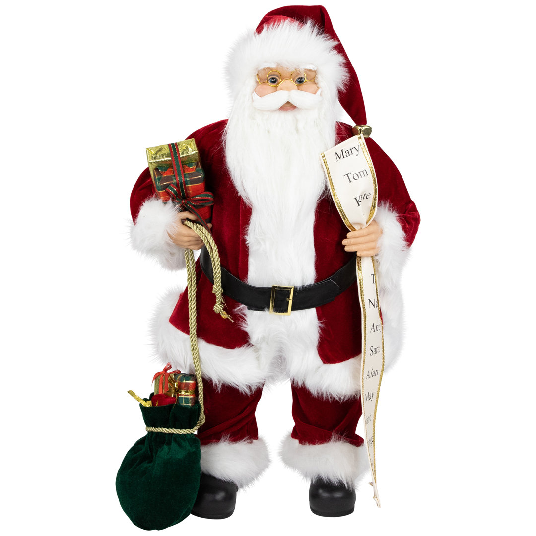 Traditional Santa Claus with Gift Bag and List Christmas Figure The Holiday Aisle® 
