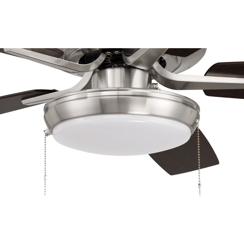 52'' Ceiling Fan with LED Lights, Brushed Polished Nickel/Black