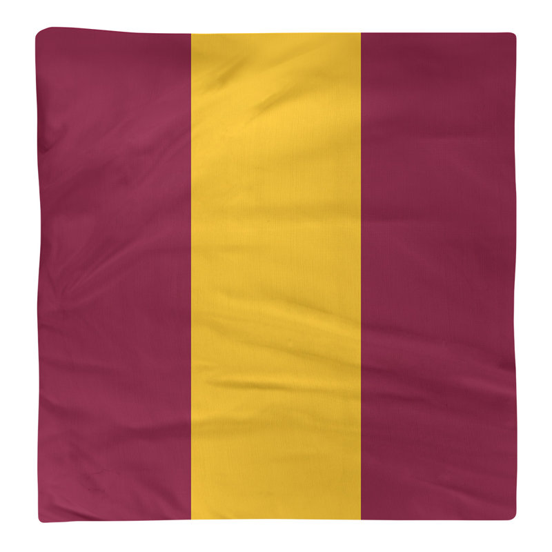 Striped Square Napkin, Maroon/Yellow/Maroon, 22" H x 22" W x 0.25" D, Poly Twill