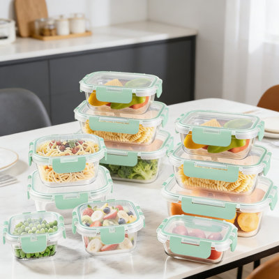 Glass Food Storage Containers With Lids, 8-Piece Airtight Meal Prep Set, Leakproof Lock For Microwave, Oven, Freezer & Dishwasher, BPA-Free Borosilicate Glass