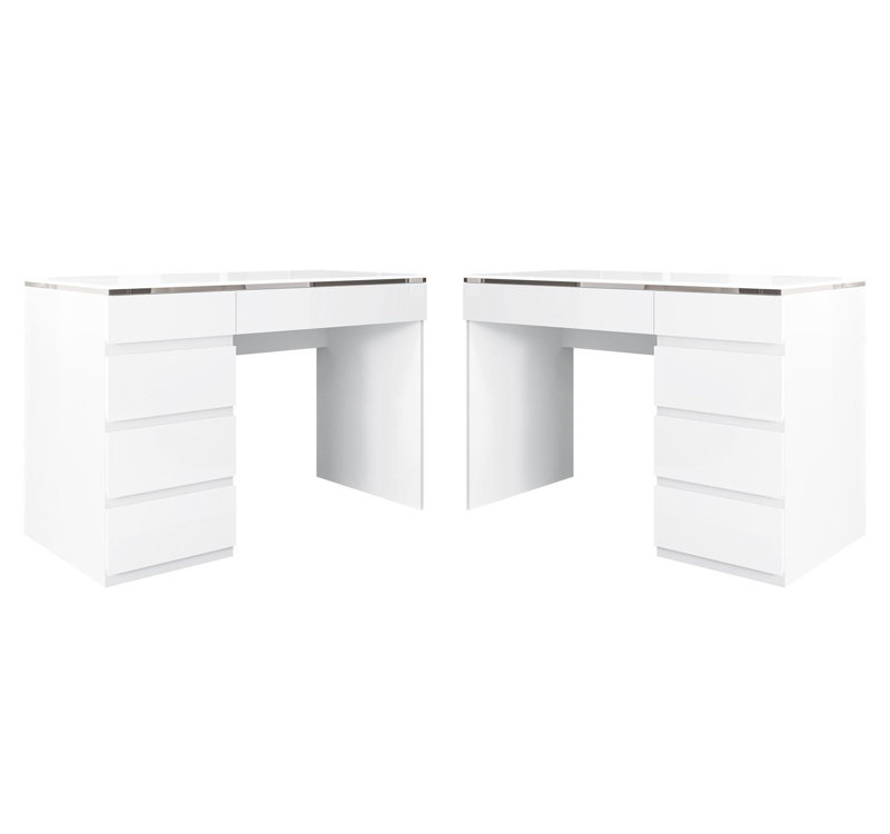 Desk AURORA with drawers, Silver