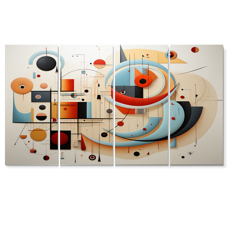 «All That Jazz Geometric Expressionism - Midcentury», art mural 4 pièces, H 28 po x l 48 po