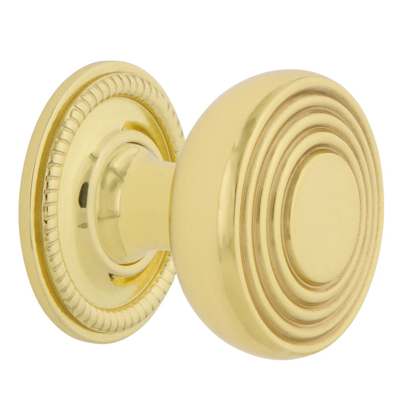 Deco 1 3/8" Diameter Round Knob, Unlacquered Brass