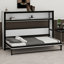 Lit escamotable avec tablettes, lit escamotable en métal au design pliable et peu encombrant