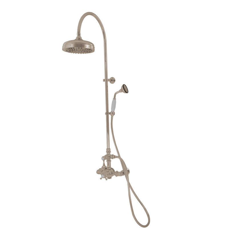 Exposed Thermostatic Shower System 36" Wall Mounted with 1.75GPM Handshower and Lever/Cross Handles, Polished Nickel