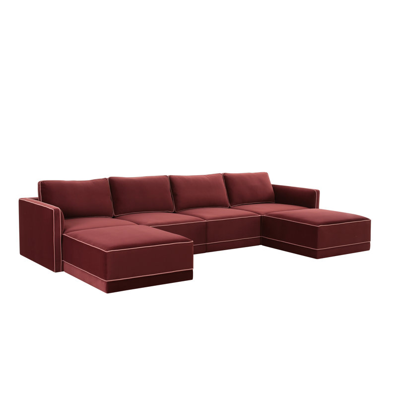 Canapé modulaire Clairah, Velours rouge
