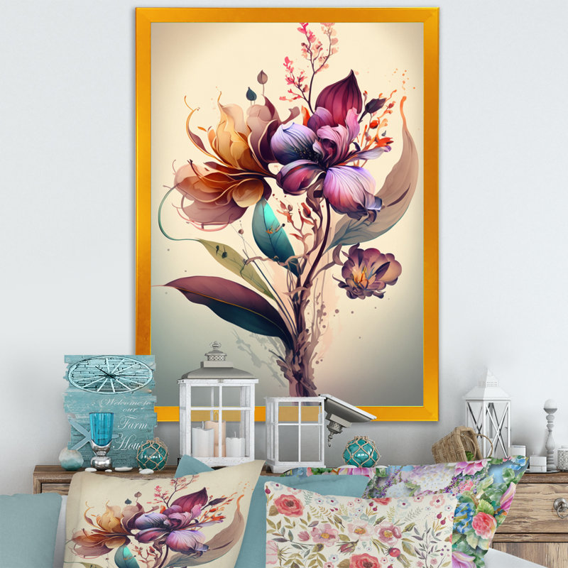 Milly Orchid Floral Design I - reproduction sur toile, H 20 po x l 12 po x P 1 po, Impression dorée sur toile encadrée